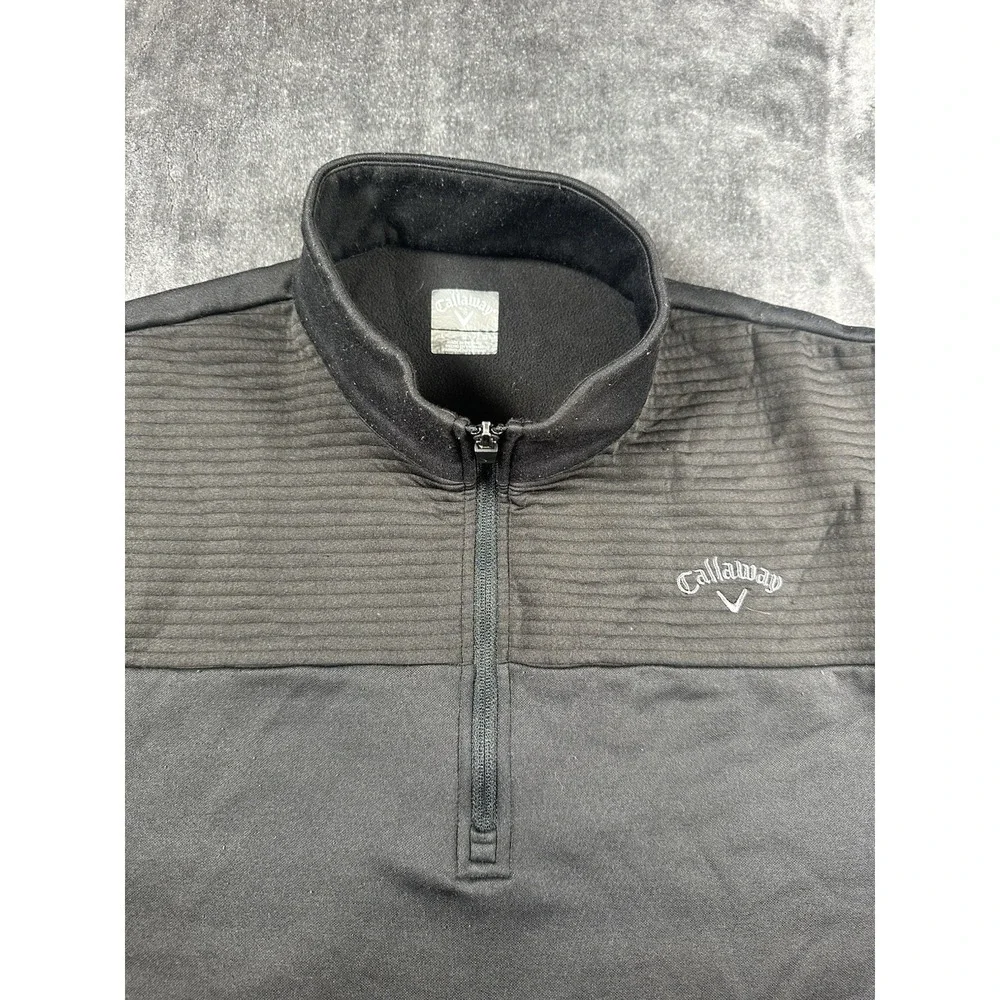 Callaway Sweater Mens Large Gray Golf Quarter Zip Pullover Weather Wind Pockets‎